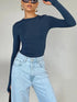 Women’s Long Sleeve Crew Neck Crop Top with Thumb Holes Slim Fit Solid Knit T-Shirt for Summer Streetwear and Casual Outfits